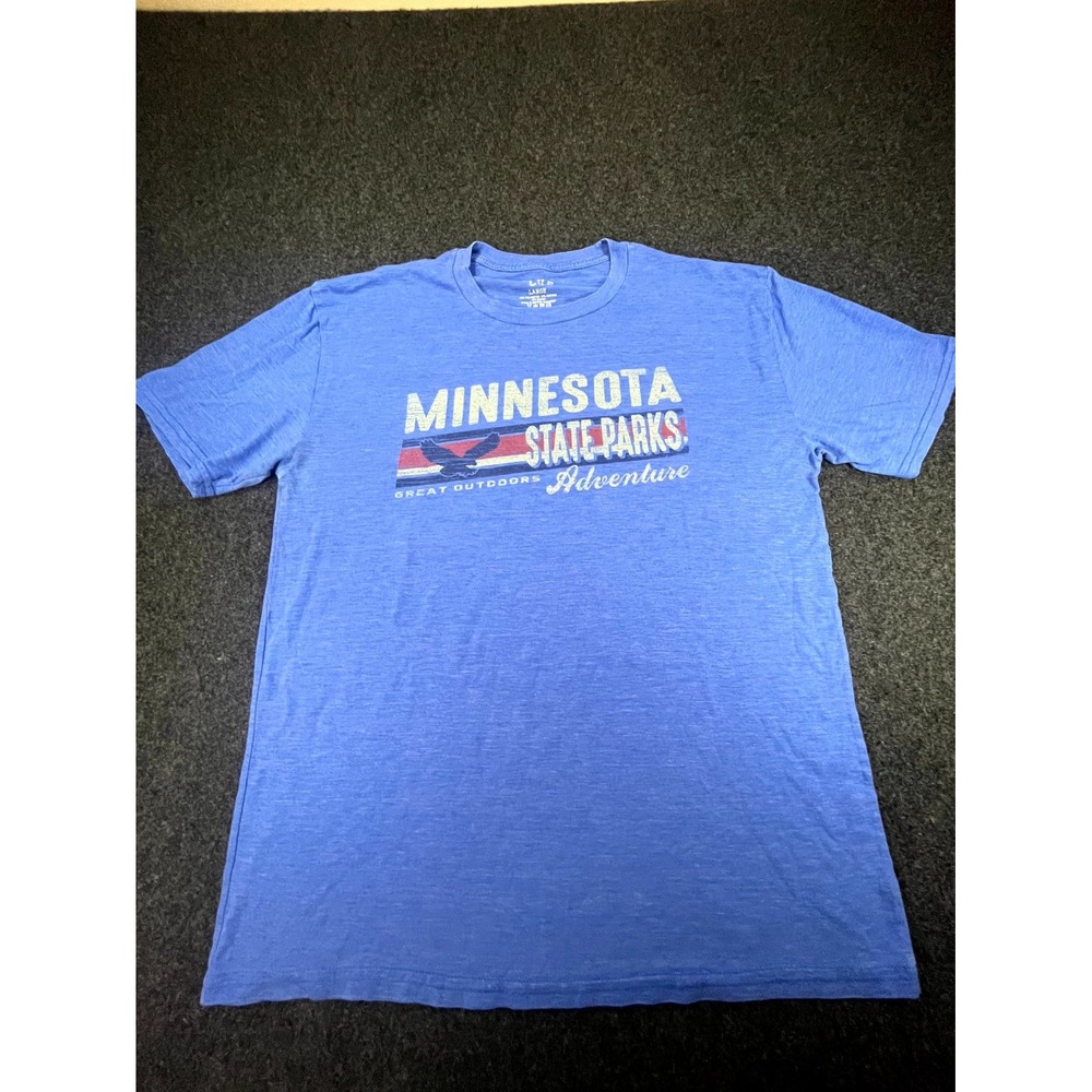 Blue 84 T-Shirt Mens L Blue Minnesota State Parks Graphic Short Sleeve Crew Neck